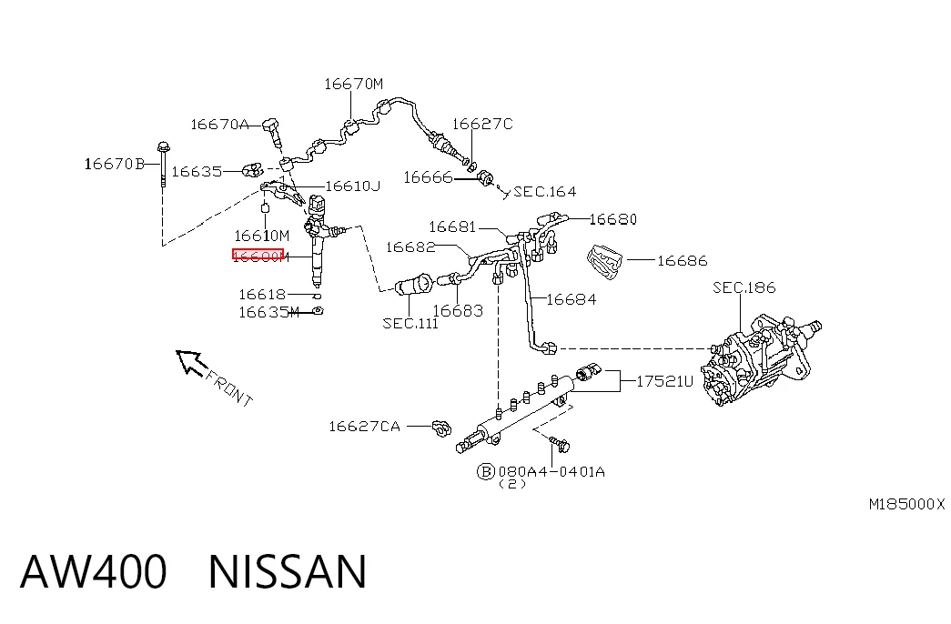 AW400 Nissan/Infiniti Форсунка вприску палива