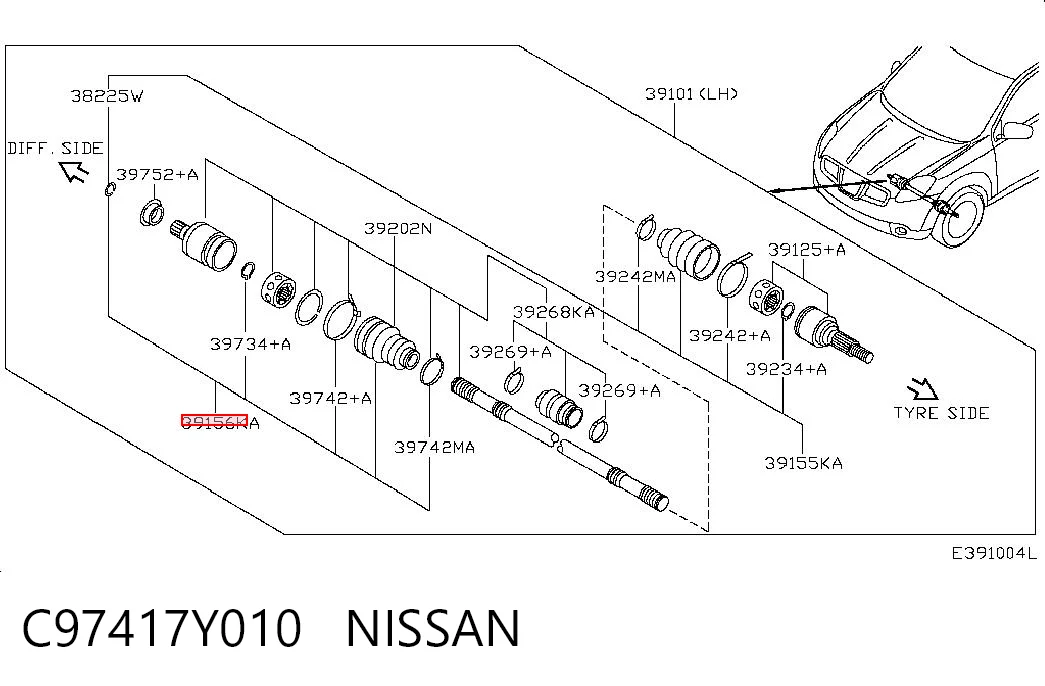 Пильник гранати внутрішній, передній півосі Nissan Qashqai I позашляховик (J10) (2006 - 2013) ціна, від 9.85 USD