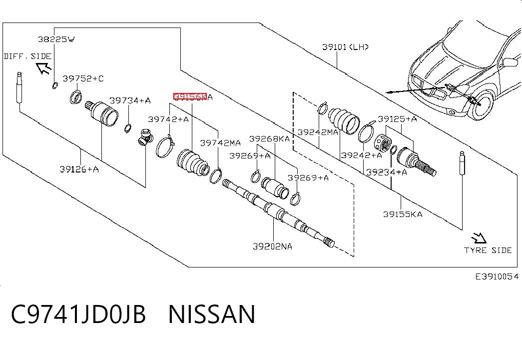NI0056 DAC Пильник гранати внутрішній, лівий