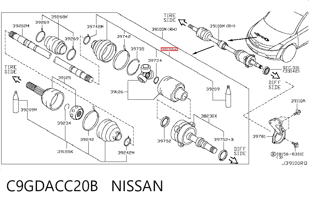 Пильник ШРУСа внутрішній NI0045 DAC