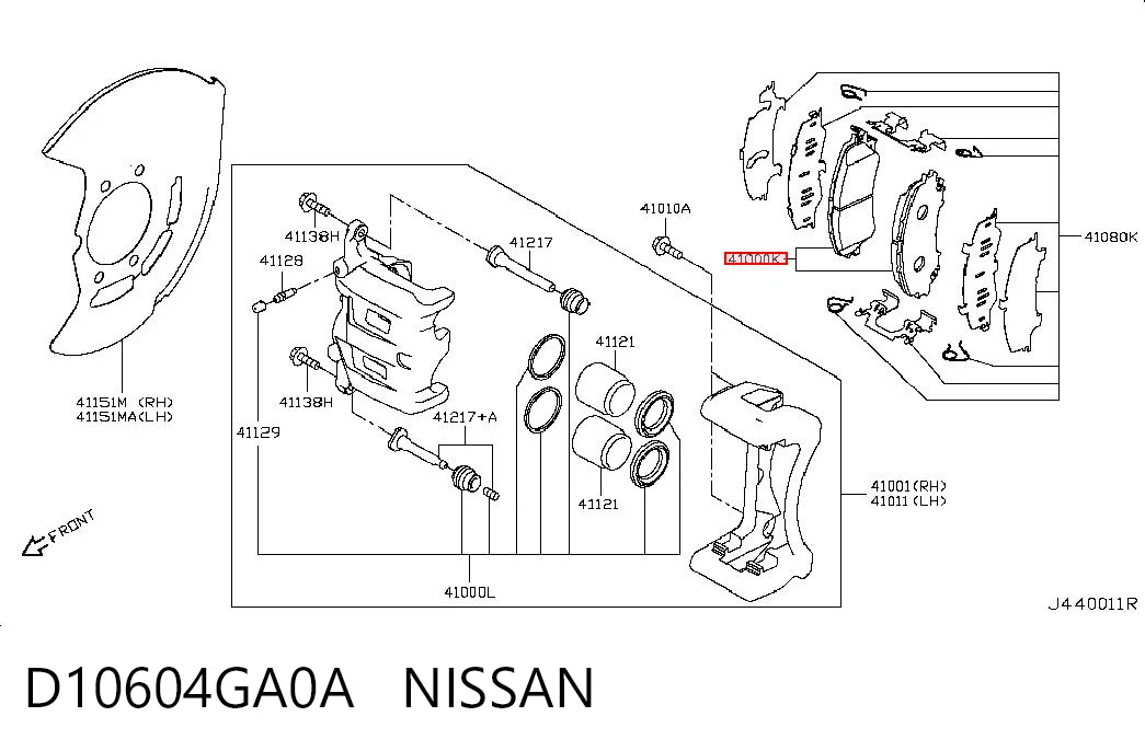 D10604GA0A Nissan/Infiniti Передні гальмівні колодки