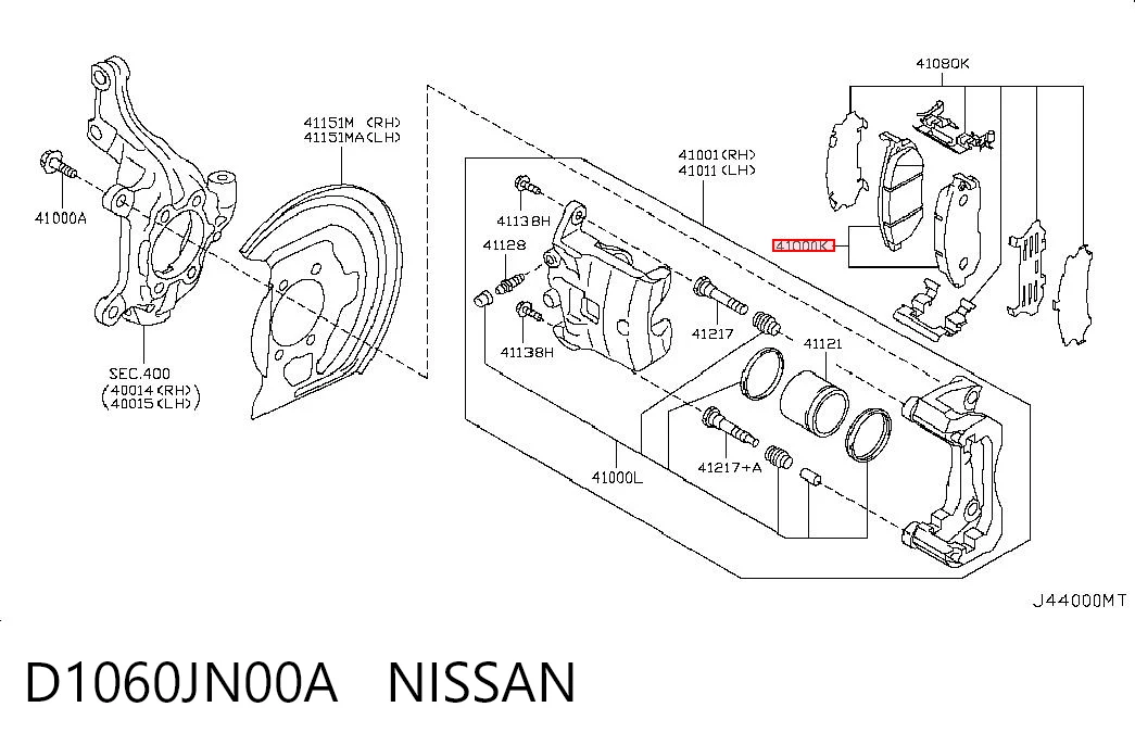 D1060JN00A Nissan/Infiniti Передні гальмівні колодки