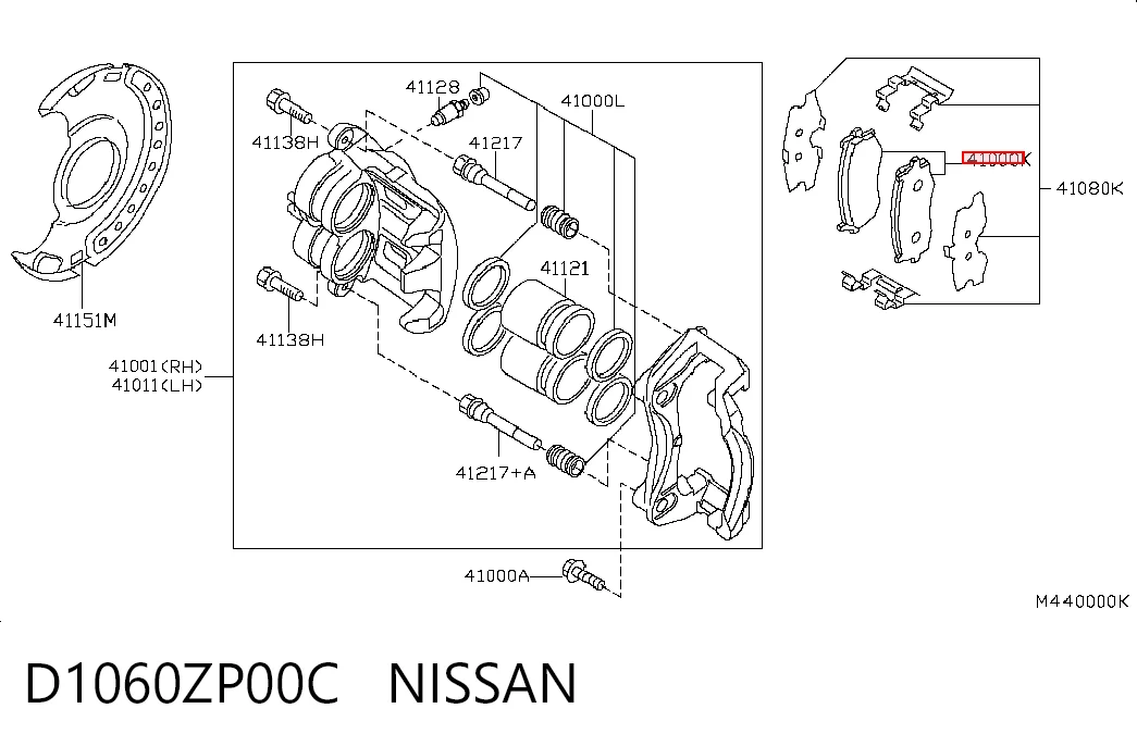 D1060ZP00C Nissan/Infiniti Передні гальмівні колодки