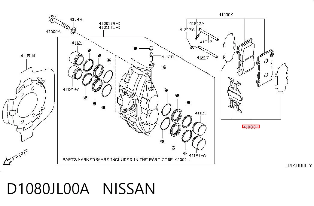 D1080JL00A Nissan/Infiniti Пластина протівоскрипіння кріплення гальмівної колодки, передньої