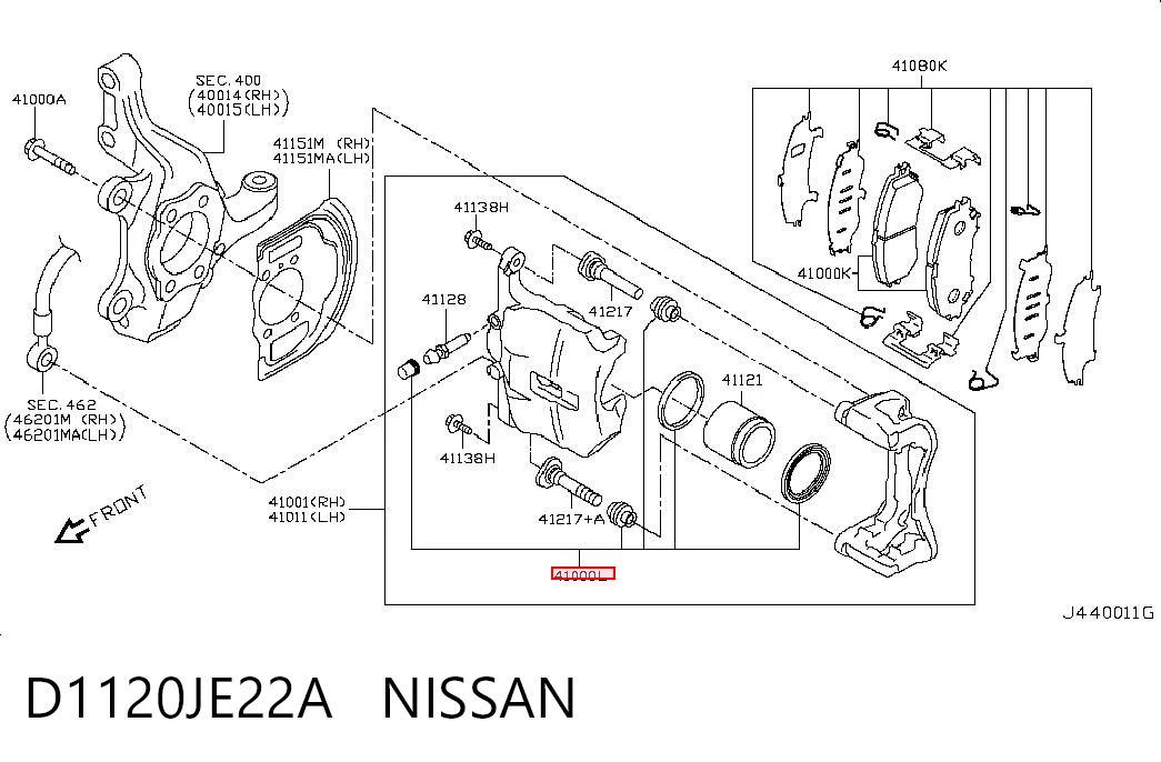 Ремкомплект супорту гальмівного переднього Nissan Qashqai II позашляховик (J11) (2013 - 2021) ціна, від 24.40 USD