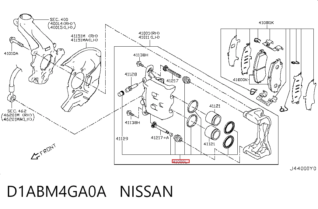 Ремкомплект переднього супорту 8980791050 Isuzu