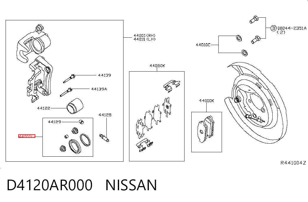 Ремкомплект супорту гальмівного заднього Nissan Murano позашляховик (Z51) (2007 - 2014) ціна, від 38.27 USD