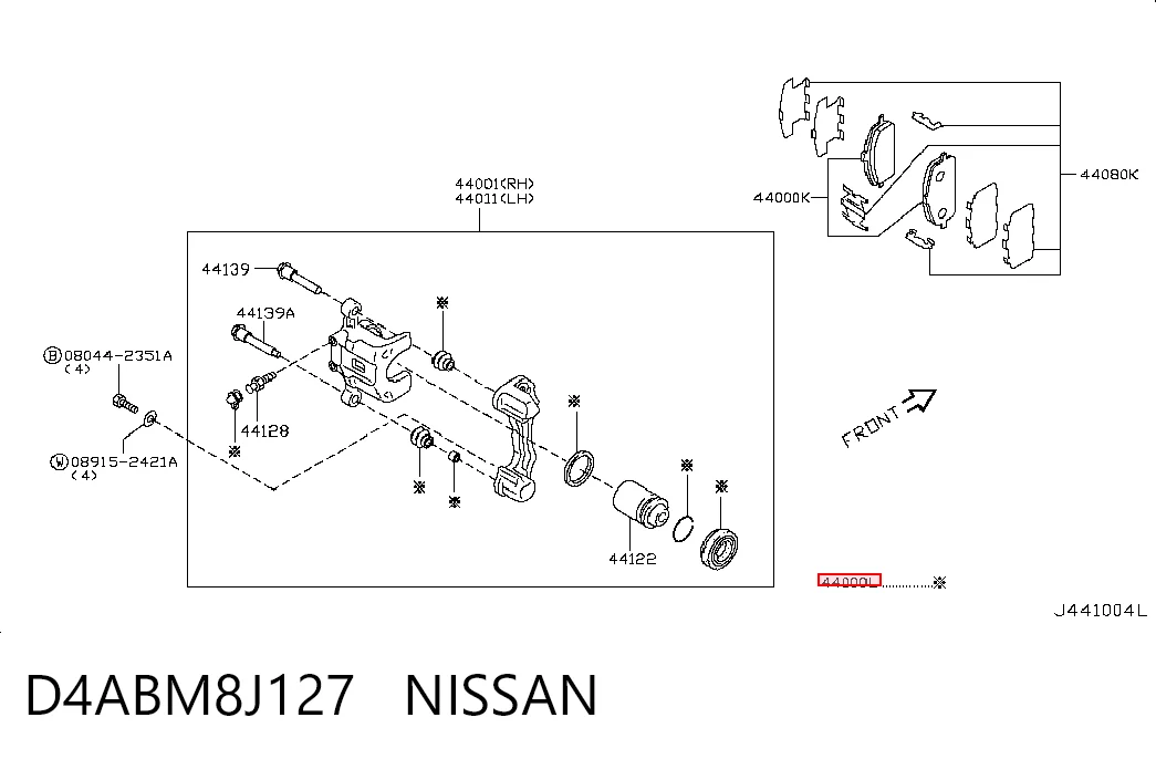  Ремкомплект супорту Nissan X-Trail 