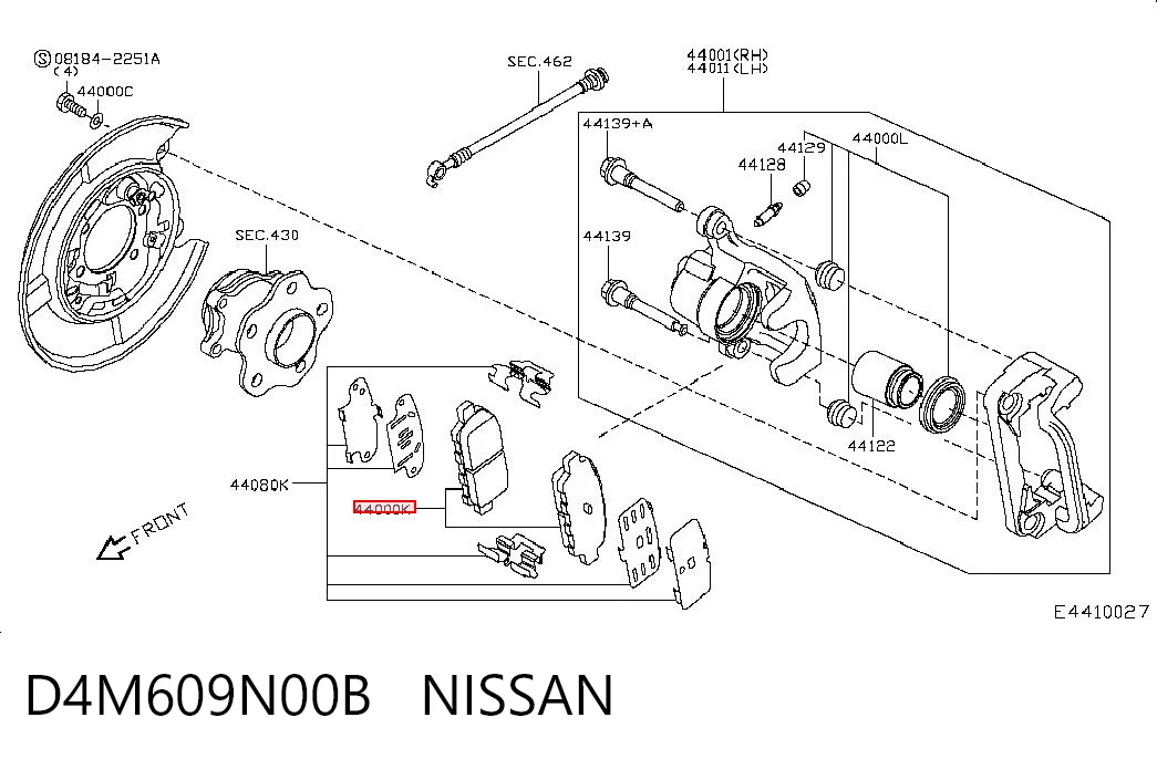 D4M609N00B Nissan/Infiniti Колодки гальмівні задні, дискові