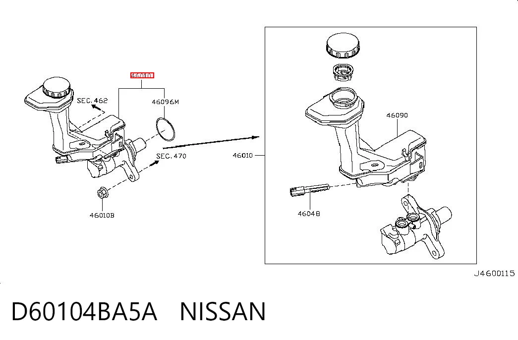Циліндр гальмівний, головний на Nissan Rogue  T32U
