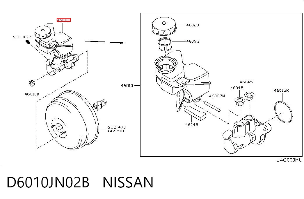 Циліндр гальмівний, головний на Nissan Teana  J32