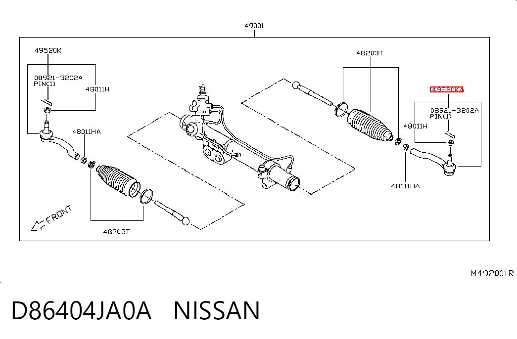 Накінечник поперечної рульової тяги 486404JA0A Renault (RVI)