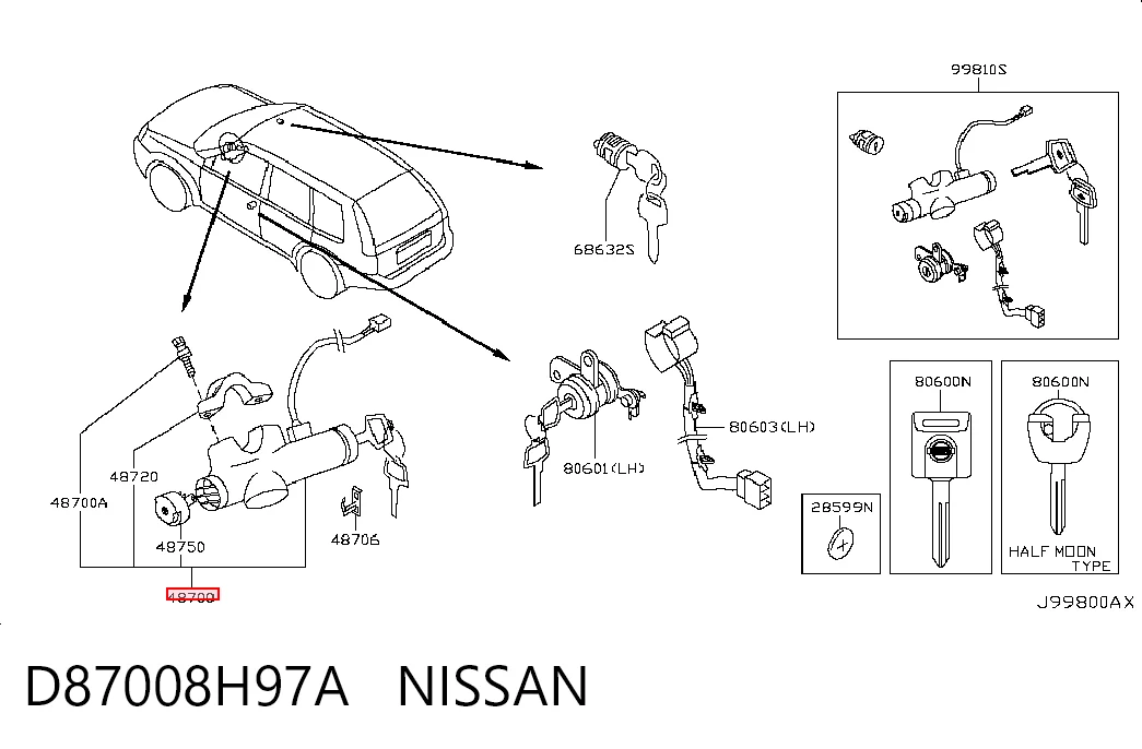 Замок запалювання на Nissan X-Trail  T30