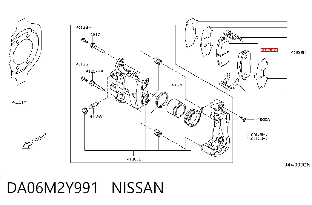 DA06M2Y991 Nissan/Infiniti Передні гальмівні колодки