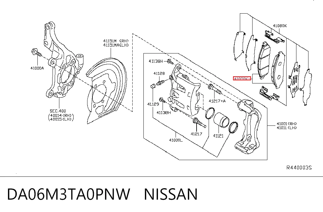 DA06M3TA0PNW Nissan/Infiniti Передні гальмівні колодки