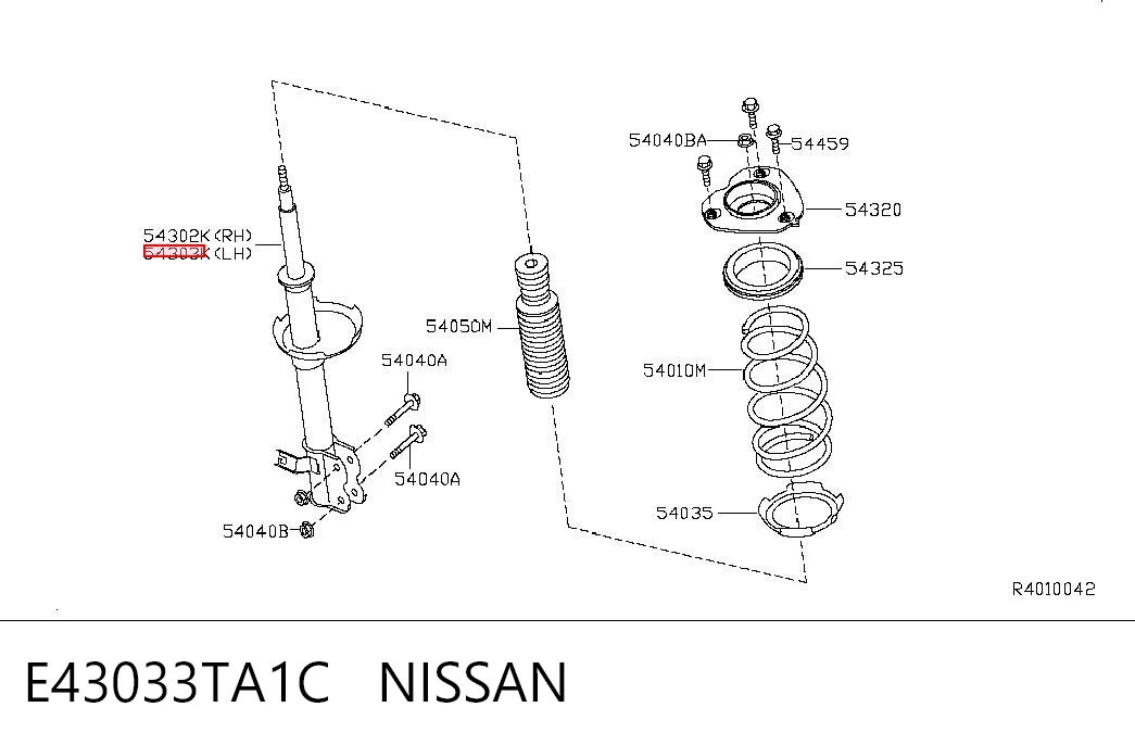 Ліва передня стійка на Nissan Altima L33 