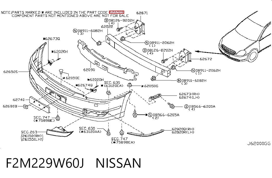 Бампер передній в зборі на Nissan Teana  J31