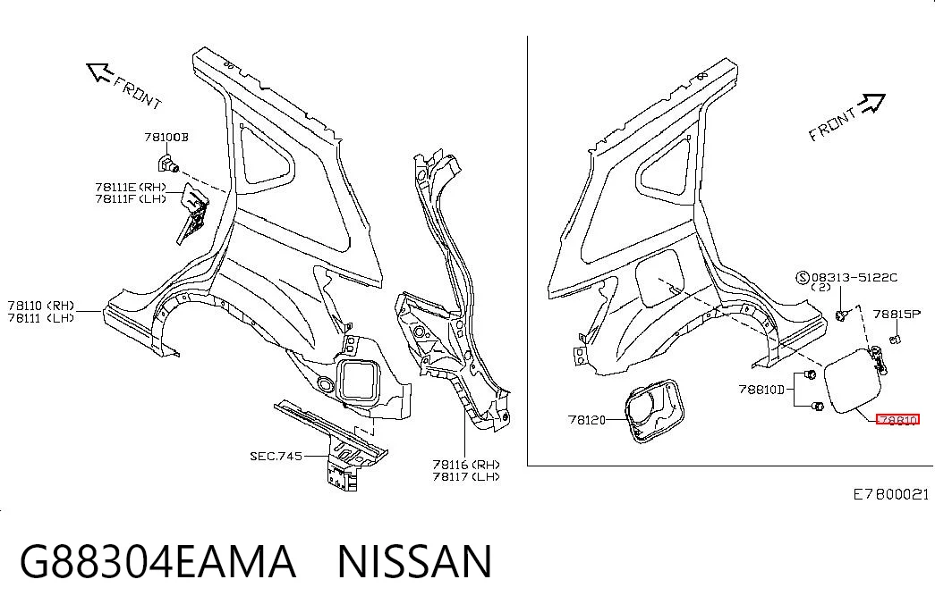 Дверцята бензобака на Nissan Qashqai II J11
