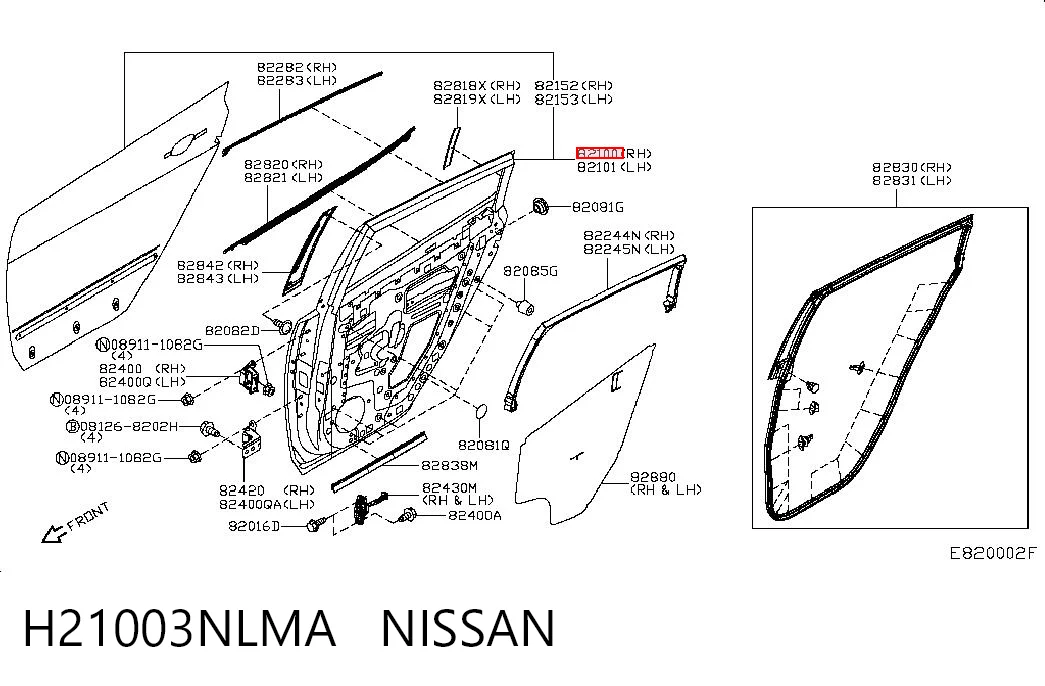 Двері пасажирські задні праві на Nissan LEAF I ZE0