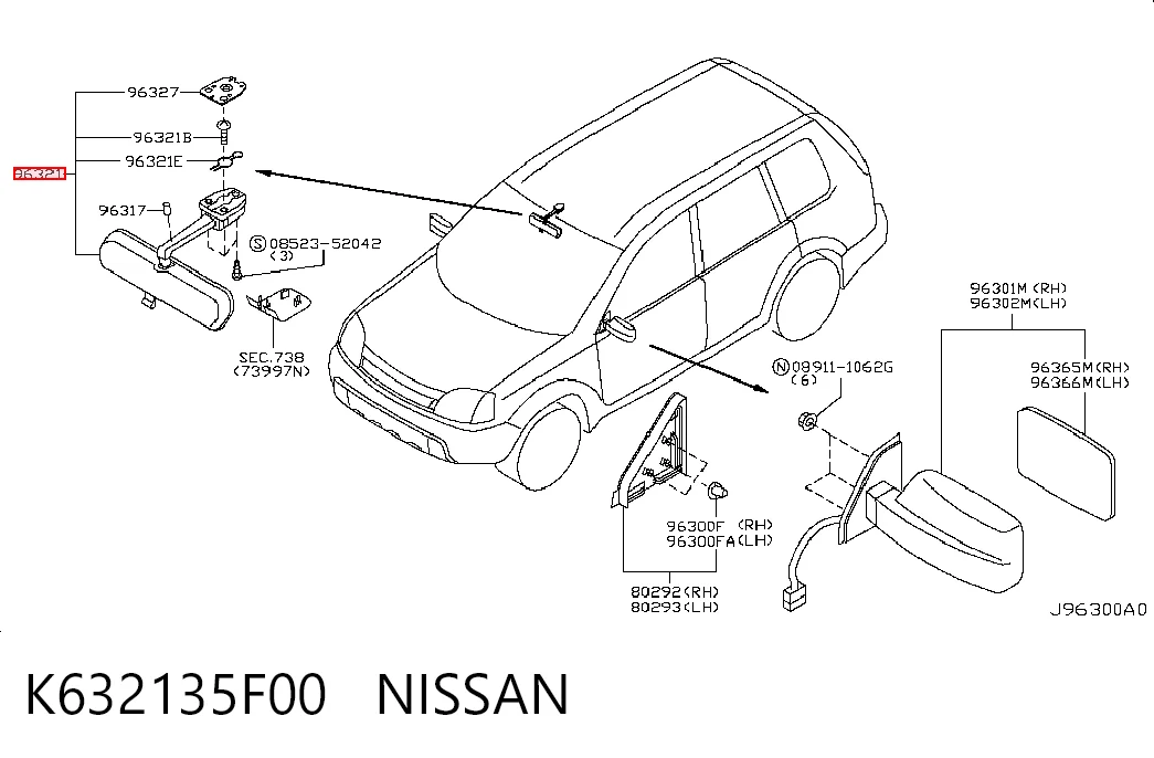 Купити Дзеркало салону Nissan X-Trail  T30