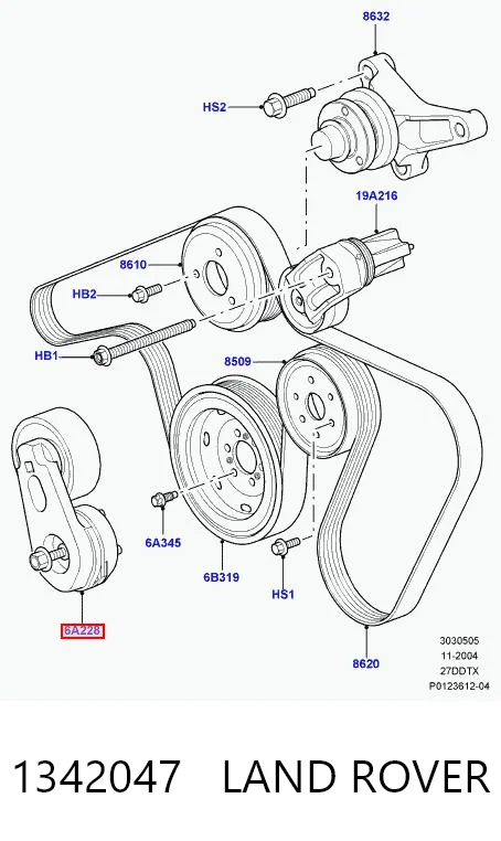 Натягувач приводного ременя Land Rover Discovery IV позашляховик (L319) (2009 - 2018) ціна, від 67.32 USD