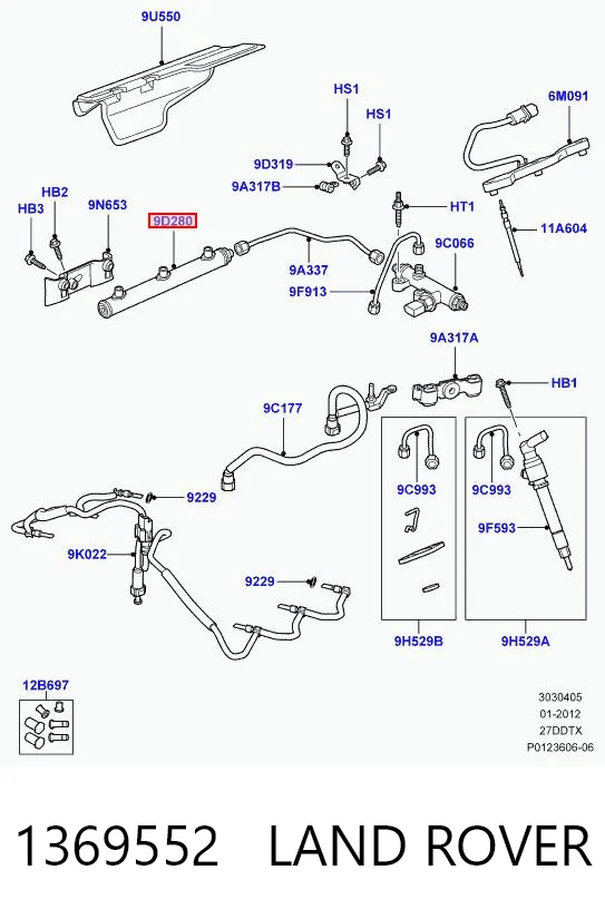 4R8Q9D280BC Land Rover Розподільник палива (рампа) правий