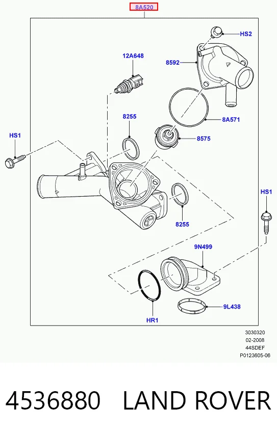 4536880 Land Rover Корпус термостата в зборі