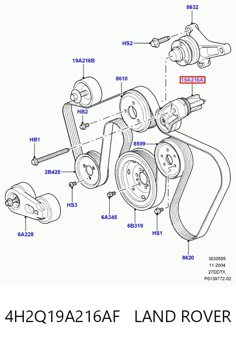 Натягувач приводного ременя Land Rover Discovery III позашляховик (LR3) (2004 - 2009) ціна, від 13.98 USD