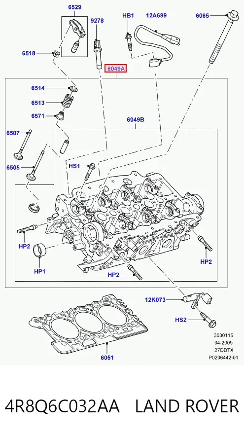 Купити 4R8Q6C032AA Ford Головка блока циліндрів (ГБЦ), права