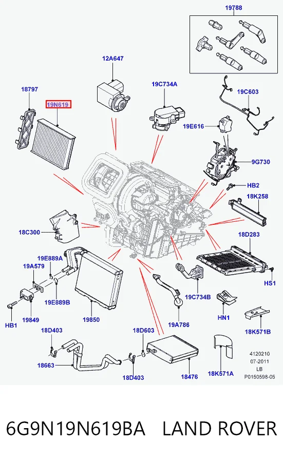 6G9N19N619BA Land Rover Внутрішньосалонний фільтр