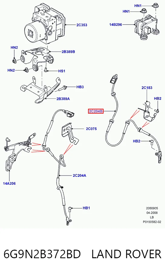 6G9N2B372BD Land Rover Датчик АБС (ABS) задній