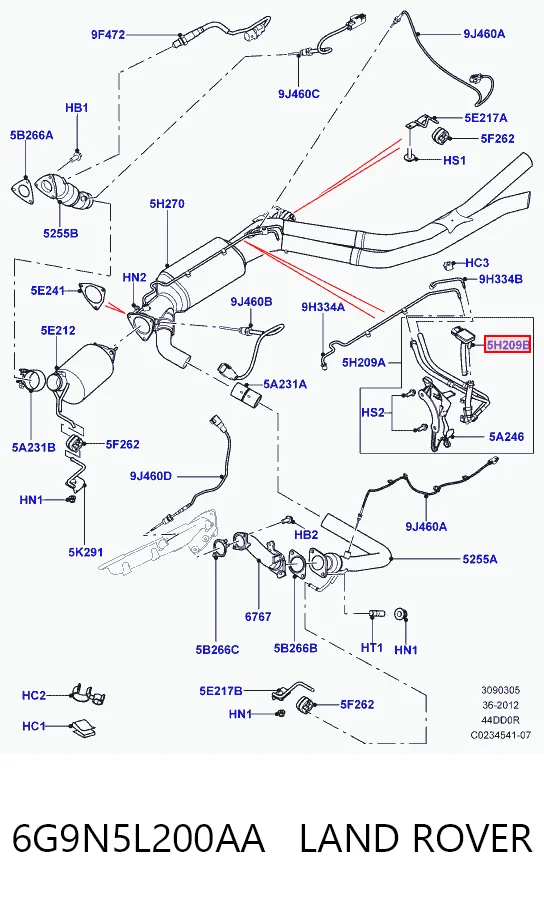 6G9N5L200AA Land Rover Датчик тиску вихлопних газів