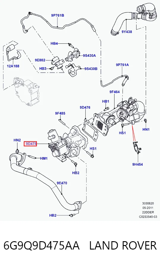 6G9Q9D475AA Land Rover Клапан рециркуляції відпрацьованих газів EGR