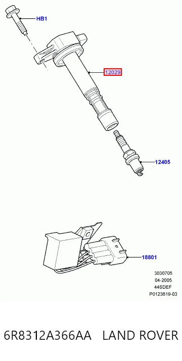 6R8312A366AA Land Rover Котушка запалювання