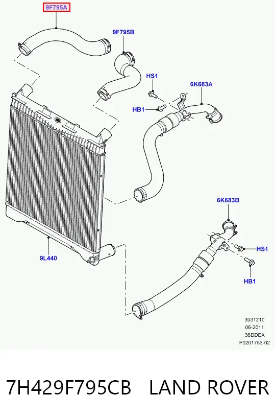 7H429F795CB Land Rover Трубка, що нагнітається