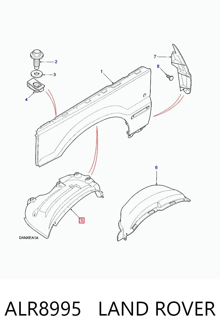 Підкрилок передній лівий на Land Rover Range Rover II LP, P38A