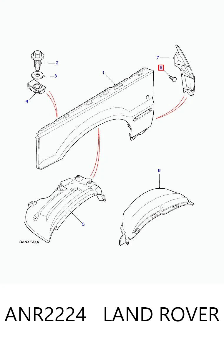 ANR2224 Land Rover Кліпса бампера переднього