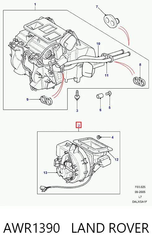 Електромотор пічки на Land Rover Range Rover II LP, P38A