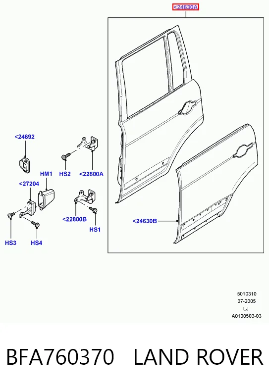 Купити Двері задні, ліві Land Rover Range Rover III L322