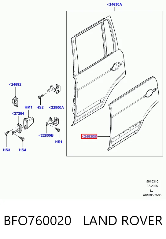 Двері задні в зборі Land Rover Range Rover III