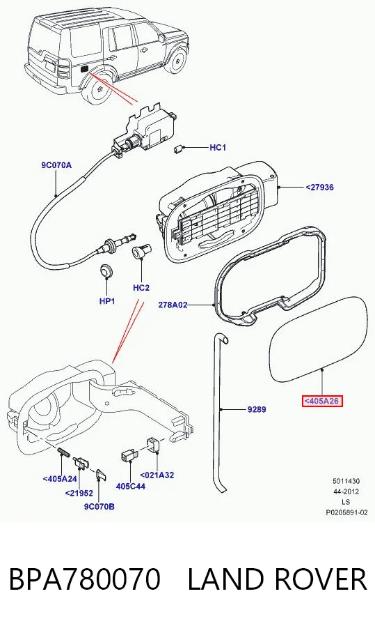 Дверцята бензобака на Land Rover Discovery III LR3