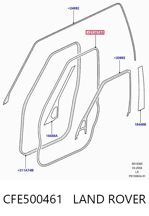 LR017012 Britpart Ущільнювач дверей передніх, (на двері)