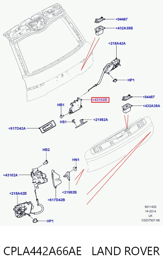 Замок п'ятих дверей на Land Rover Range Rover IV L405