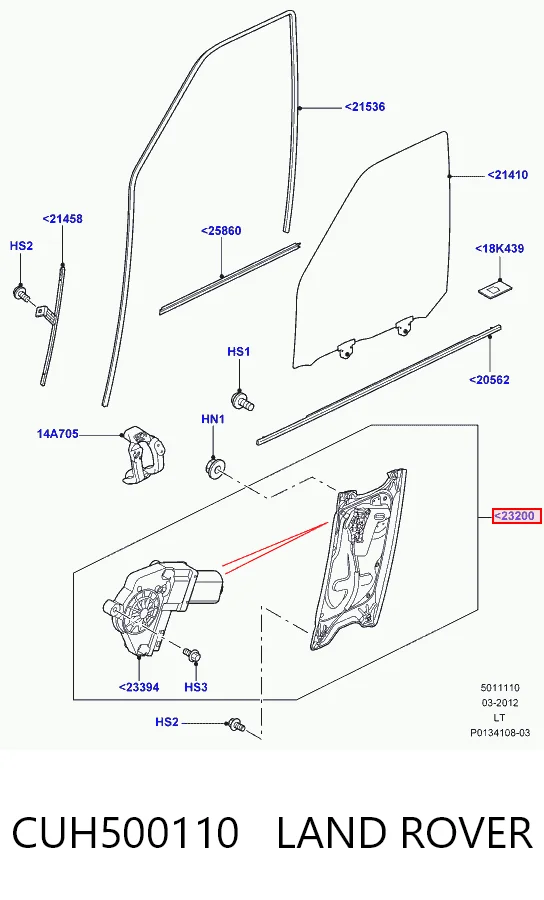 Підйомник механічний вітрового скла на Land Rover Range Rover SPORT I L320
