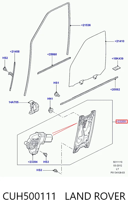 Склопідйомник з електродвигуном Land Rover Range Rover SPORT I позашляховик (L320) (2005 - 2013) ціна, від 43.08 USD