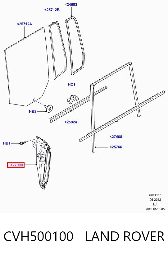 CVH500100 Land Rover Склопідйомник задніх правих дверей