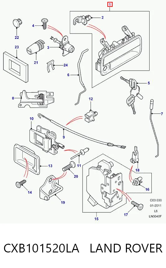 CXB101520LDA Rover Ручка правих дверей зовнішня