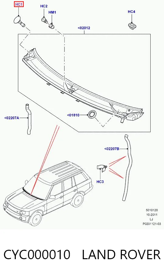 CYC000010 Land Rover Пістон (кліп) кріплення підкрилки переднього крила