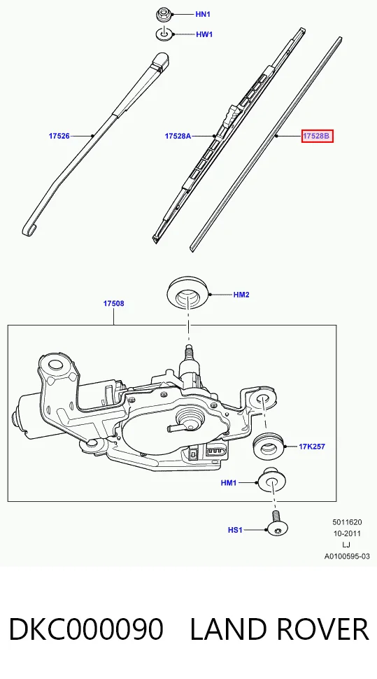 Щітка склоочисника задня на Land Rover Range Rover III L322