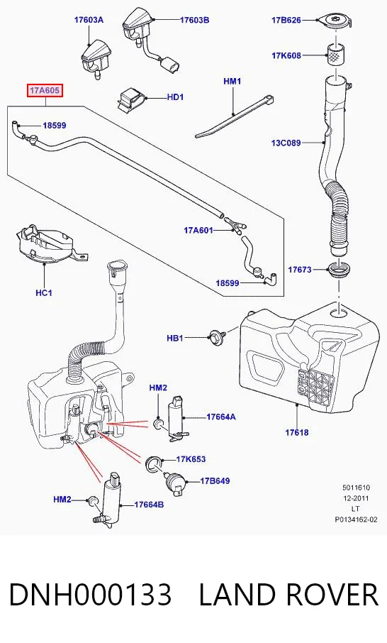 DNH000133 Land Rover Шланг омивача лобового скла
